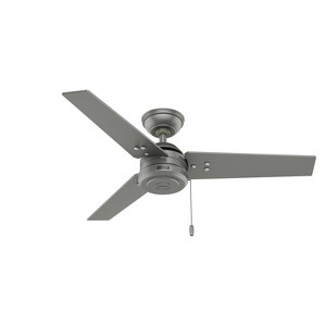 Hunter Fan 44" Cassius Damp Rated Ceiling Fan and Pull Chain Matte Silver : Outdoor, 3 Blades, Plywood - 1 of 4