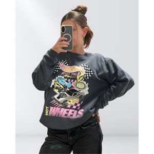 Grayson Threads - Women's Grey Hot Wheels Race Team Crewneck Sweatshirt - 1 of 4