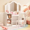 Vanity Table with Light, 2 in 1 Princess Makeup Desk with Touch Light Detachable Tri-Folding Mirror - 2 of 4