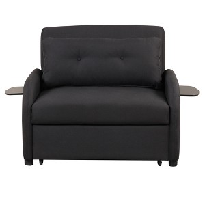 LOVMOR pull out sofa sleeper 3 in 1 with 2 wing table and usb charge for nap line fabric - 1 of 4