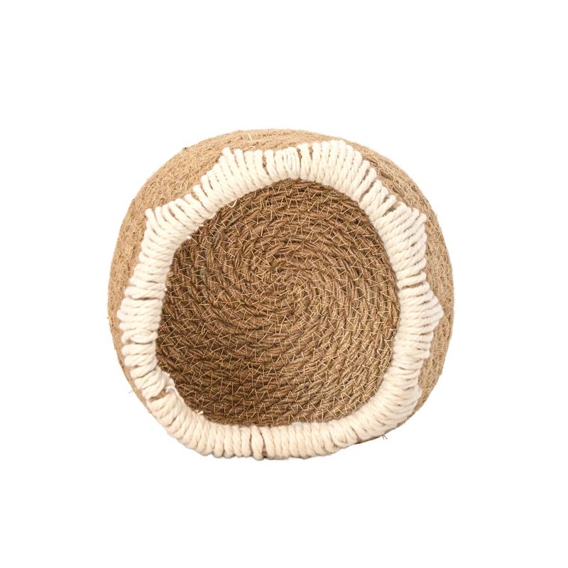 Woven Tapered Basket Jute & White Cotton Rope by Foreside Home & Garden, 6 of 9