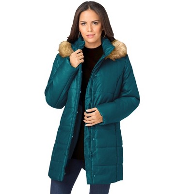 Roaman's Women's Plus Size Classic Length Quilted Puffer Jacket