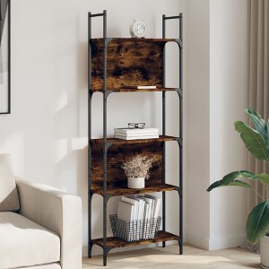 vidaXL Bookshelf 5-Tier Smoked Oak 23.8 in.x9.4 in.x65.6 in. Engineered Wood - 1 of 4