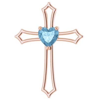 Pompeii3 7mm Blue Topaz Women's Heart Pendant in 14k Gold Necklace 7mm Tall