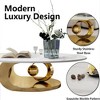 QingMoon Marble Coffee Table, Oval Centre Table with Stainless Steel Base and Resistant Rock Slab Tabletop for Living Room, Office - 3 of 4