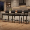 Bar Stools Set of 2, Tall Bar Chairs with Thick Cushion & Thickened Metal Legs, PU Leather Counter Height Barstools w/Backrest and Footrest - 2 of 4