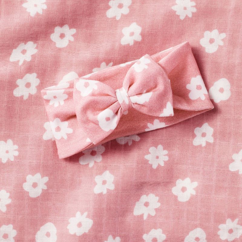 Hospital Muslin Swaddle and Headwrap Gift Set - Pink - Cloud Island&#8482;, 4 of 6