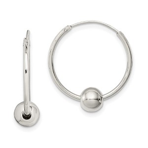 Black Bow Jewelry Sterling Silver, Endless Hoop Bead Earrings - 20mm (3/4 Inch) - 1 of 4