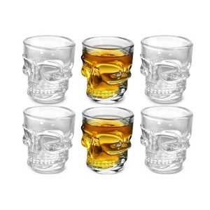 Dura Culina® Set of 6 Skull Shot Glasses – 1.75 oz Glass Novelty Drinkware for Halloween Parties, Cocktail Bars & Home Décor - 1 of 4
