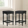 KWPZQEB Counter Height Bar Stools Set of 2, 26-Inch Barstools with Fabric Padded Seat & Turned Legs, Rustic Wooden Barstools for Kitchen Island - 3 of 4