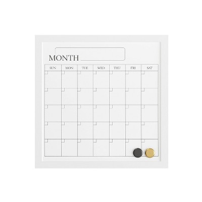 White Woodgrain Magnetic Monthly Dry Erase Calendar with Marker and Magnets