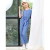 Girls Jumpsuits Front Button Cargo U Neck Jumpsuits with Pocket Short Sleeve Romper Long Pants,Khaki - 120 - 4 of 4