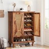 ORRD Rattan Shoe Cabinet with Ventilated Doors, 5-Tier Natural Wood Storage Organizer, 350lb Top & Adjustable Shelves for Entryway, Hallway - 3 of 4