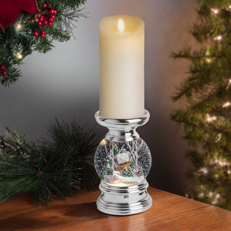 Snow Burst LED Christmas Snow Globe Candle Holder Log Cabin Decorative Holiday Scene Props - Haute D&#233;cor, 3 of 5