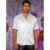 INSPIRE CHIC Men's Metallic Holographic Roll-up Sleeves Button Down Shiny Disco Party Shirts - 2 of 4
