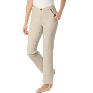 Woman Within Plus Size Petite Straight-Leg Stretch Denim Jean - 1 of 4