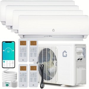 4-Zone Mini Split Air Conditioner and Heater, 35000 BTU 19 SEER2 Energy Efficient, 4 x 9000 BTU Wall Mount Units with Remote Controls, White - 1 of 4