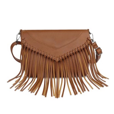 Fringe Crossbody Purse for Women, PU Leather Tassel Hobo Bag Envelope
