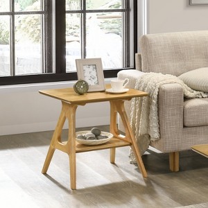 Roundhill Furniture Arona Mid-Century Modern Wood Shelf End Table - 1 of 4