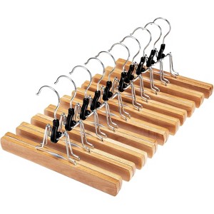 HOUSE DAY Wooden Pants Hangers 10 Pack Non Slip Skirt Jeans Hanger with 360° Swivel Hook Natural 10 Pack - 1 of 4