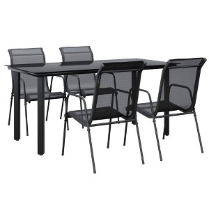 vidaXL Garden Dining Set Black, Anthracite - 63" Table Length 4 Piece - 1 of 4