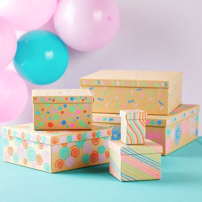 Versatile Nested Gift Boxes 6-Pack with Lids, Thick Paper Board