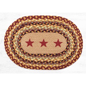 Earth Rugs Burgundy Stars Braided Oval Placemat – Farmhouse Style 13"x19" - 1 of 3