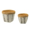 YUHAO Set of 2 White & Brown Cement Planters for Indoor Outdoor Home Garden Decor - L:10.2"x10.2"x7.9" ,S:7.9"x7.9"x6.7" - 3 of 4