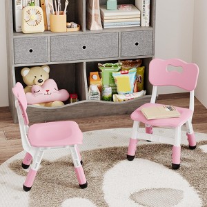 Kids Chair Set of 2 with Height Adjustable Chair, Plastic Toddler Chairs - 1 of 4