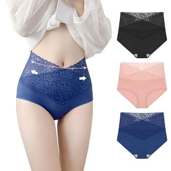  3PCS Lace Panties Soft Breathable Briefs Women Underwear Ladies  Panty Transparent Low-Rise Underpants Women2 (Color : BlackGreenWine, Size  : Large) : Clothing, Shoes & Jewelry