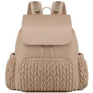 Itopfox Small Baby Diaper Backpack, Water-Resistant Travel Bag for Mom with Changing Pad, Stroller Straps, Lightweight & Stylish - Khaki - 1 of 4