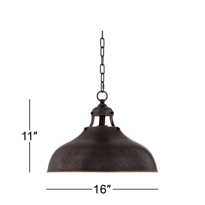 Franklin Iron Works Dyed Bronze Pendant 16" Wide Farmhouse Industrial Rustic Dome Shade for Dining Room Living House Kitchen Island Entryway Bedroom, 4 of 8