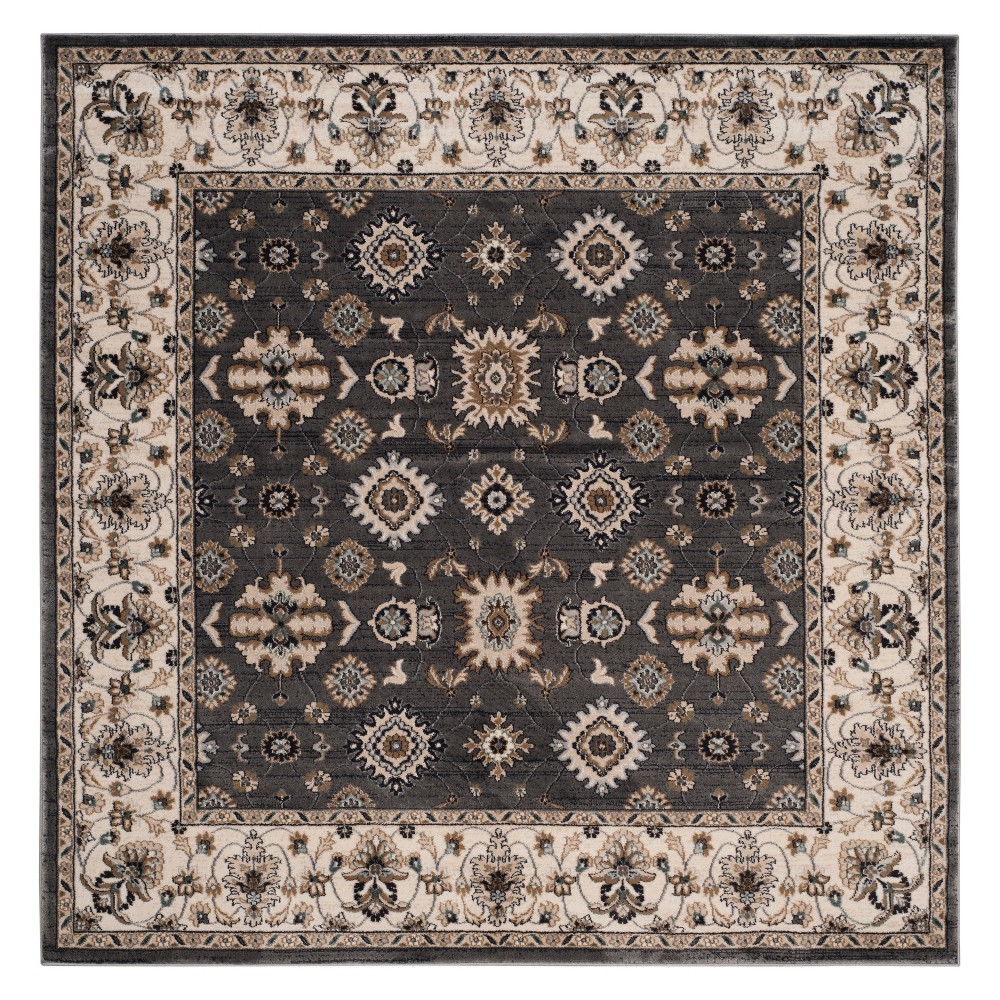 7'x7' Square Stefanie Floral Accent Rug Gray/Cream Square - Safavieh