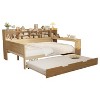 TIRAMISUBEST Wooden Twin/Full Size Daybed with Storage Shelves, Multi-functional Day Bed Frame Sofa Bed with Twin Size Trundle Bed and Study Desk - 4 of 4