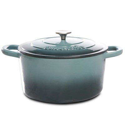 Crock-pot 3 Quart Capacity Round Enamel Cast Iron Covered Dutch Oven  Kitchen Cookware With Matching Self Basting Lid, Aqua Blue : Target