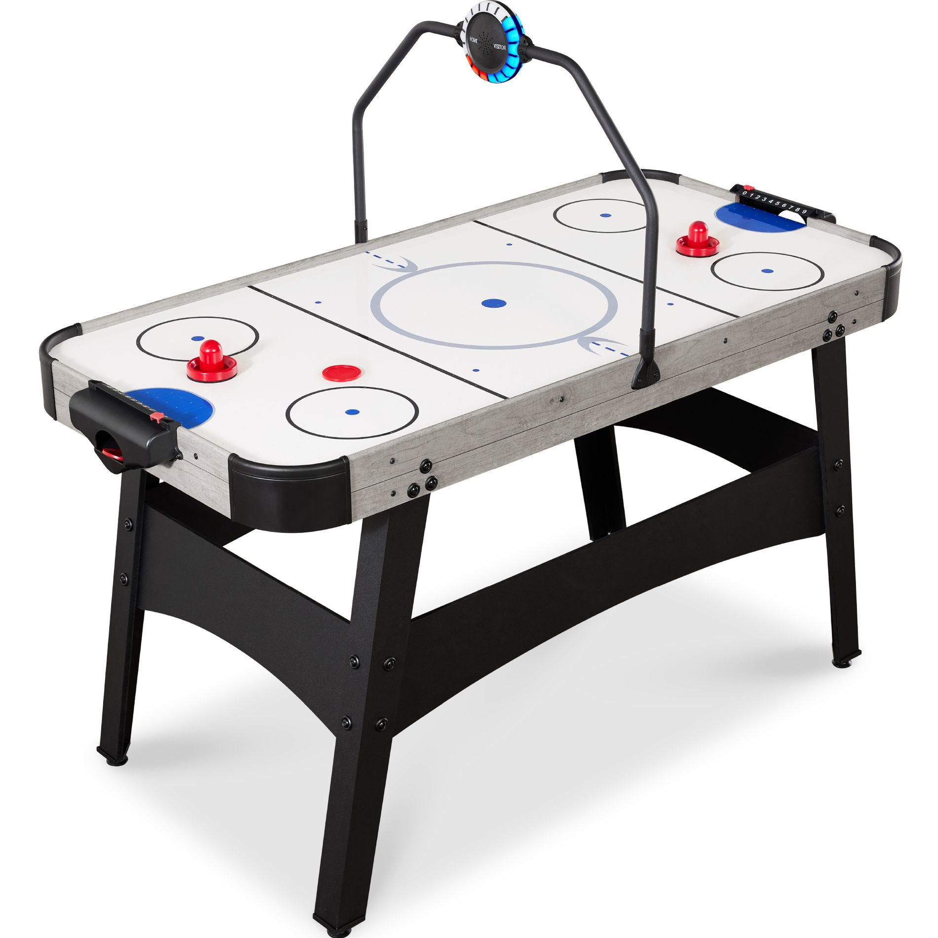 Best Choice Products 54in Air Hockey Game Table w/ LED Lights, Scoreboard, Powerful Motor - Gray