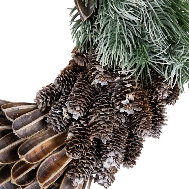 Northlight Brown and Green Pine Needle and Pine Cone Artificial Christmas Wreath, 13.5-Inch, Unlit, 2 of 4