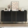 TIRAMISUBEST Luxurious Shoe Cabinet with 5 Metal Legs, Modern Shoe Rack with 4 Adjustable Shelves, Minimalist Sideboard Cabinet with Gold Lines Doors - 3 of 4