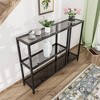 Neutypechic Modern Metal Narrow Console Table Rectangle Entryway Table with Storage, Iron Frame, Tempered Glass Top - 40" × 9" - image 2 of 4