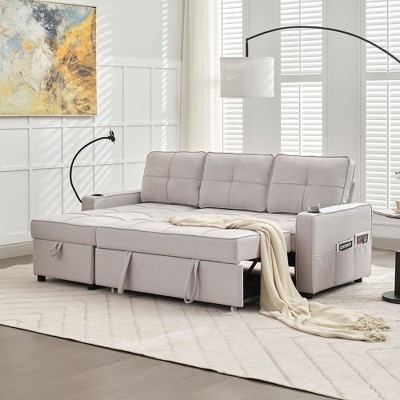 Hyleory 3 - Piece 82.2'' Velvet Upholstered Sectional Sofa Bed, Sleeper Sofa Bed