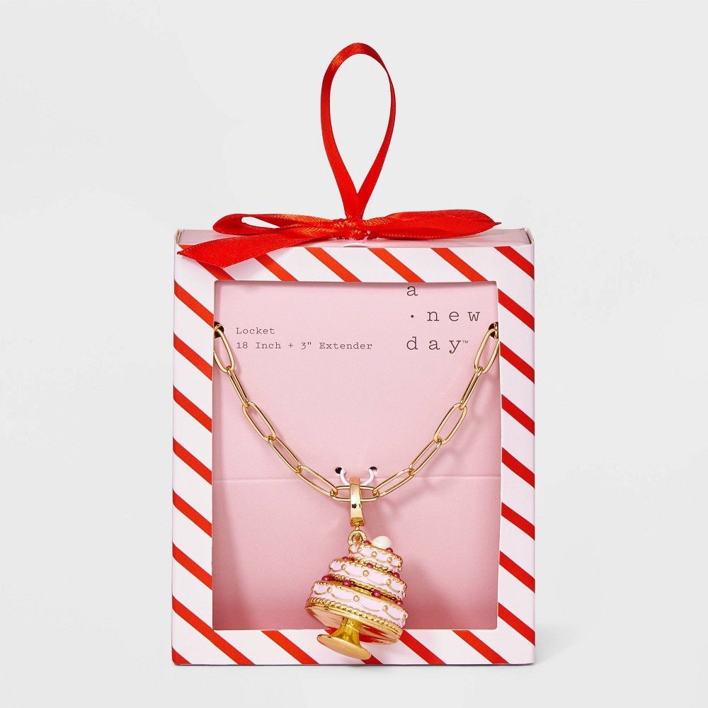 Layer Cake Locket Charm Necklace - A New Day™ Gold