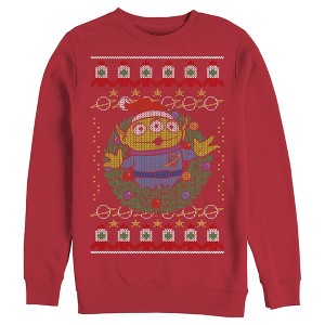 Men's Toy Story Ugly Christmas Alien Wreath Sweatshirt - 1 of 3