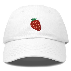 Dalix Strawberry Embroidered Cotton Dad Hat Fruit Adjustable Casual Baseball Cap Nature Womens - 1 of 4