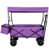 YONWAY Collapsible Wagon with Canopy,Wagon Stroller with 7" All-Terrain Wheels,480Lbs Large Capacity for Camping,Shopping,Sports,and Garden Use,Purple - 2 of 4