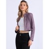 Allegra K Women's Stand Collar Zip Up Faux Suede Cropped Jacket - 4 of 4