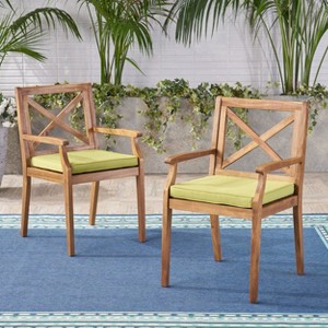 Sapphtopaz Wood Outdoor Dining Chairs Set of 2 Patio Chairs All Weather Use for Poolside, Garden, Backyard - 1 of 4