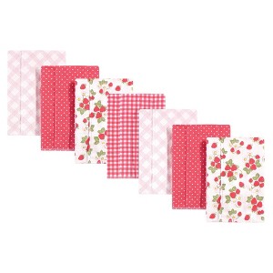 Hudson Baby Infant Girl Cotton Flannel Burp Cloths 7pk, Strawberries, One Size - 1 of 1