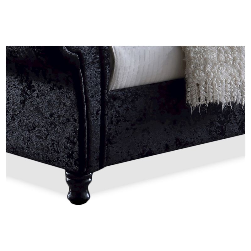 Castello Velvet Upholstered Faux Crystal - Buttoned Sleigh Platform Bed - Baxton Studio, 4 of 6