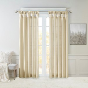 ChicFurnit Curtain Panel Twist Tab Faux Silk Lined for Stylish Window Coverage and Privacy, Beige, 120"*50"*0.13" - 1 of 4