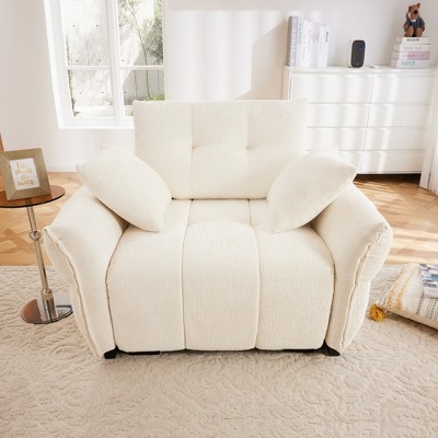 DOMETOUR 47 Ergonomic Single Seater Sofa with Support Cushions & Throw Pillows, Modern Design for Living Room/Office, White